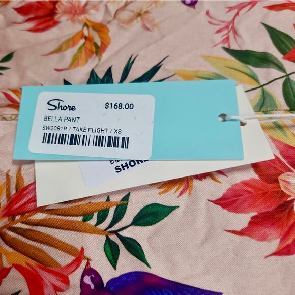 SHORE Pink Tube Top Tropical Palazzo Pants SET‎ sz XS Resortwear NWT MSRP $256 - Picture 5 of 5